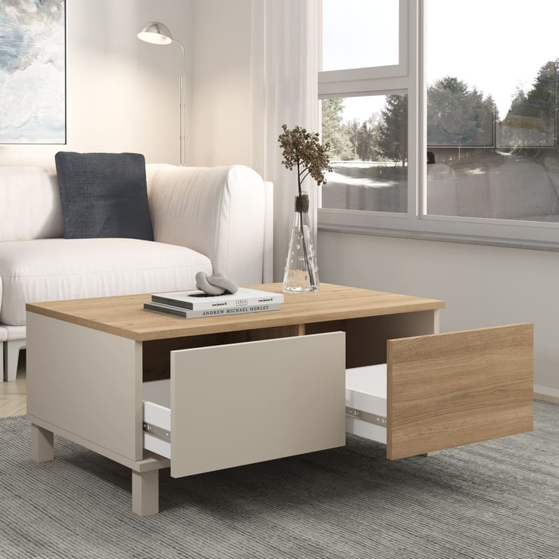 Sohvapöytä Hanah Home Mood (90 x 40 x 60 cm) Hiekkatammi - Hiekka ja tammi - Huonekalut - Pöytä & ruokailuryhmä - Sohvapöytä
