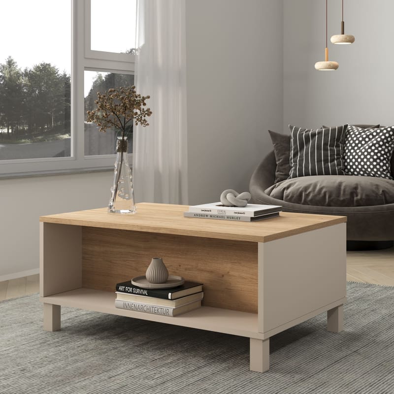 Sohvapöytä Hanah Home Mood (90 x 40 x 60 cm) Hiekkatammi - Hiekka ja tammi - Huonekalut - Pöytä & ruokailuryhmä - Sohvapöytä
