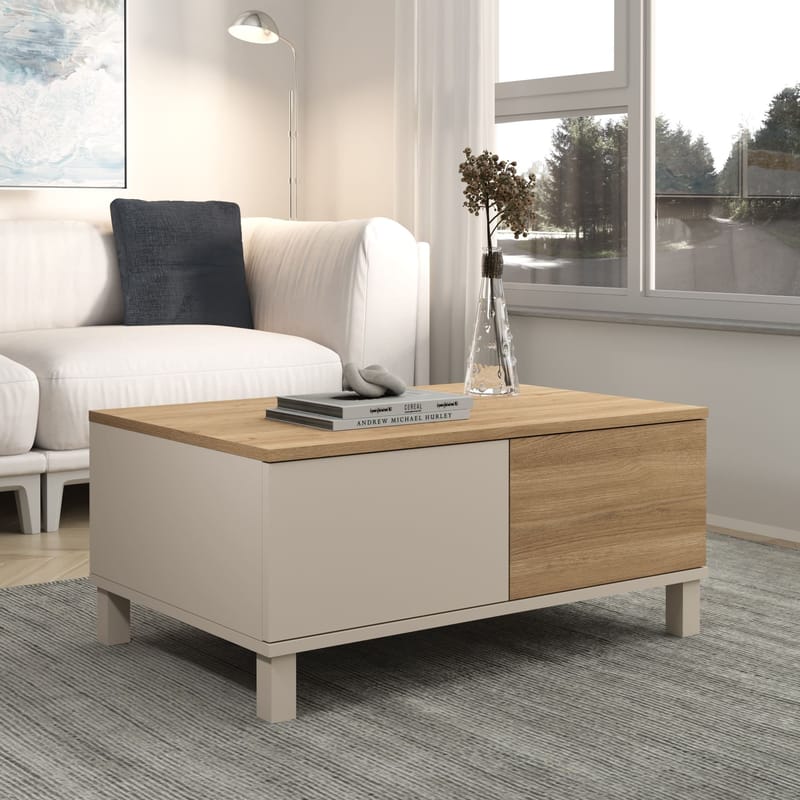Sohvapöytä Hanah Home Mood (90 x 40 x 60 cm) Hiekkatammi - Hiekka ja tammi - Huonekalut - Pöytä & ruokailuryhmä - Sohvapöytä