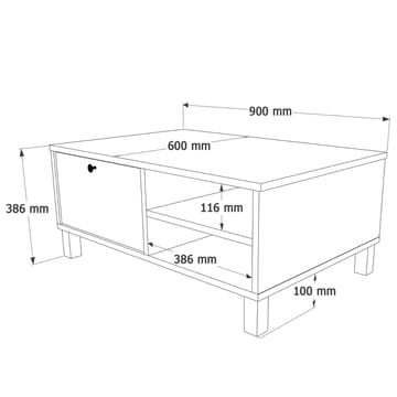 Sohvapöytä Hanah Home Nord (90 x 38,6 x 60 cm) Valkotammi - Valkoinen ja tammi - Huonekalut - Pöytä & ruokailuryhmä - Sohvapöytä