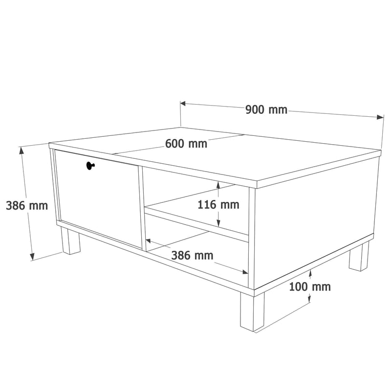 Sohvapöytä Hanah Home Nord (90 x 38,6 x 60 cm) Valkotammi - Valkoinen ja tammi - Huonekalut - Pöytä & ruokailuryhmä - Sohvapöytä