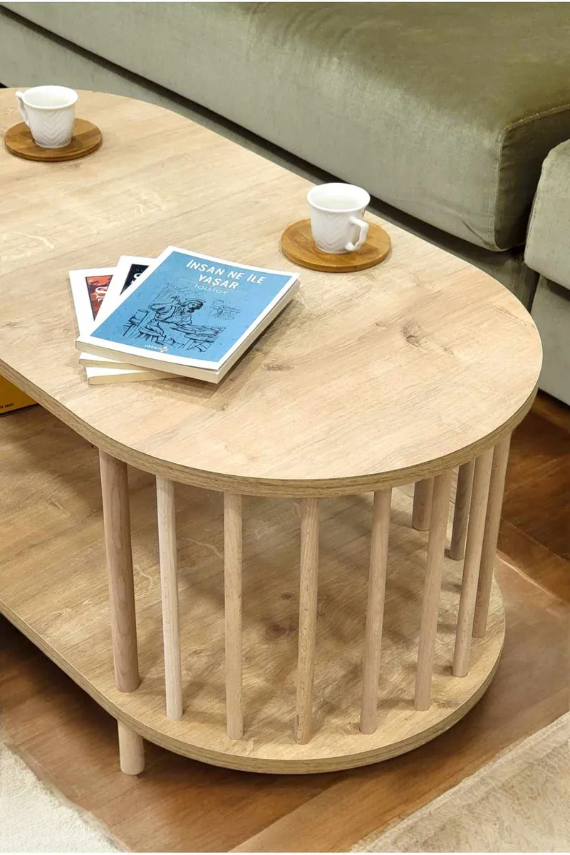 Sohvapöytä Hanah Home Peka Round (90 x 43 x 45 cm) Sapphire Oak - Sapphire Oak - Huonekalut - Pöytä & ruokailuryhmä - Sohvapöytä