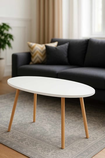 Sohvapöytä Hanah Home Peka Low (90 x 60 x 50 cm) Valkoinen - Valkoinen - Huonekalut - Pöytä & ruokailuryhmä - Sohvapöytä