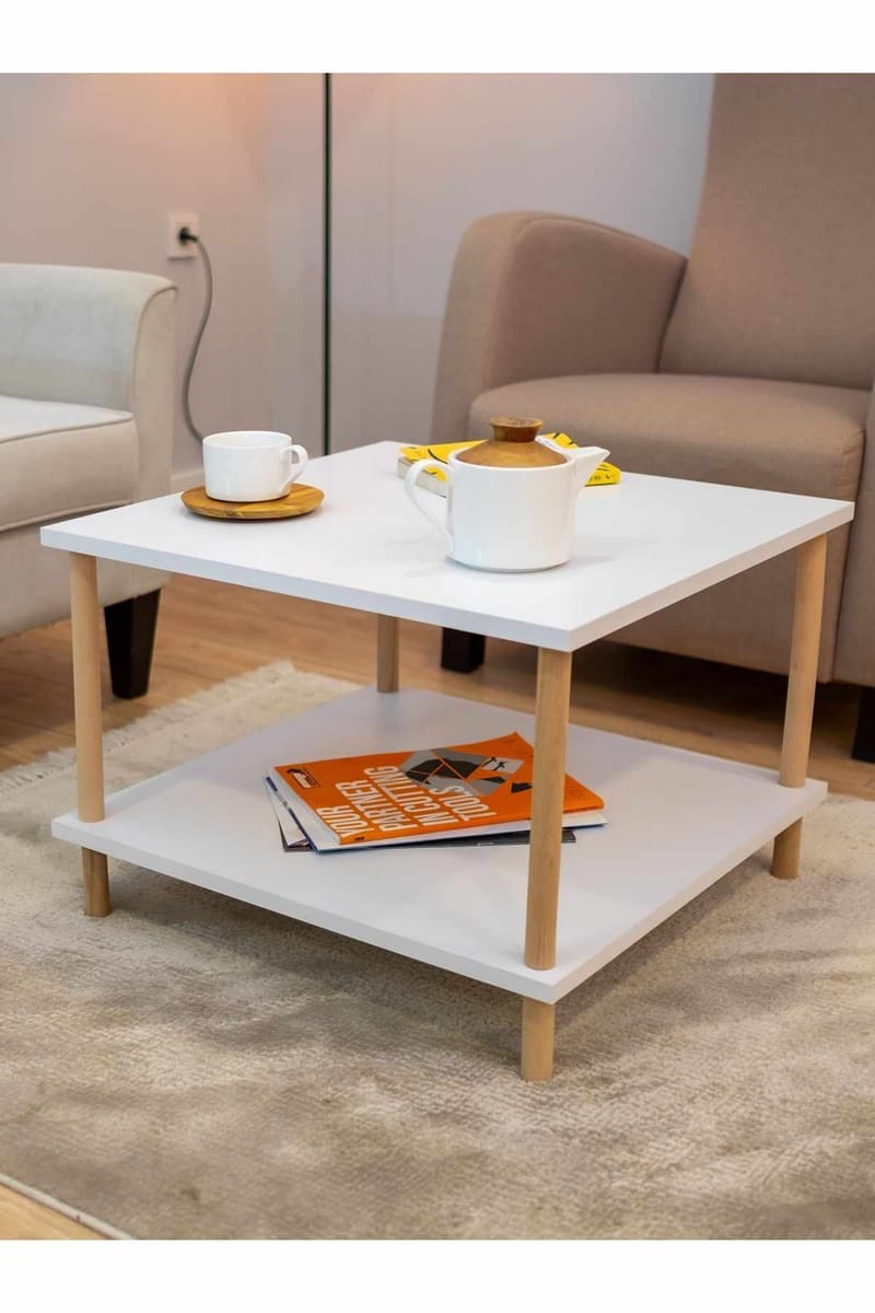 Sohvapöytä Hanah Home Peka Mini (60 x 42,5 x 60 cm) Valkoinen - Valkoinen - Huonekalut - Pöytä & ruokailuryhmä - Sohvapöytä