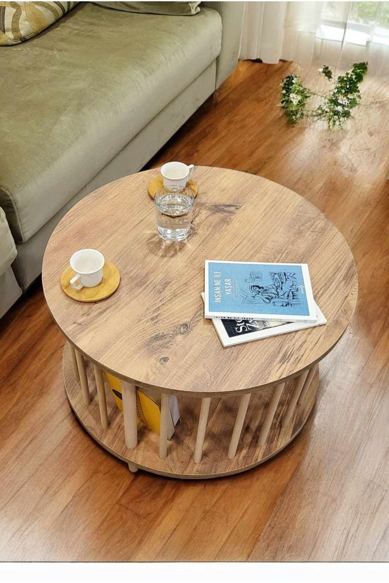 Sohvapöytä Hanah Home Peka-0108 (Ø60 x K43 cm) Mänty - Mänty - Huonekalut - Pöytä & ruokailuryhmä - Sohvapöytä