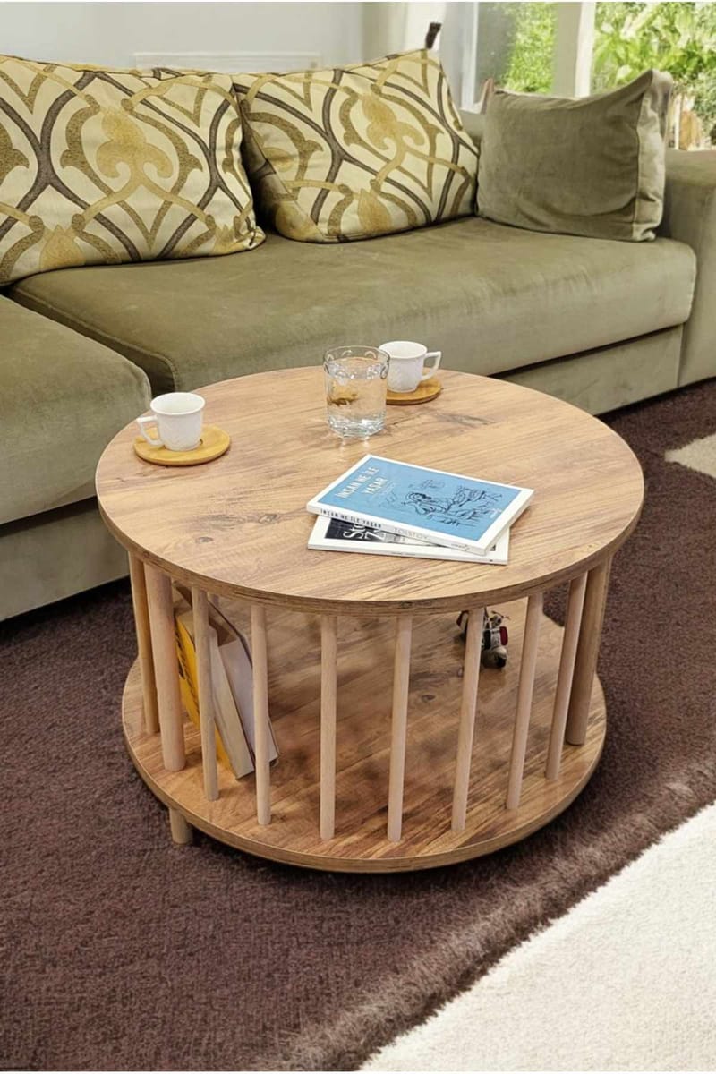 Sohvapöytä Hanah Home Peka-0108 (Ø60 x K43 cm) Mänty - Mänty - Huonekalut - Pöytä & ruokailuryhmä - Sohvapöytä