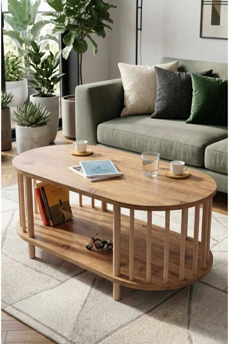 Sohvapöytä Hanah Home Peka Round (90 x 43 x 45 cm) Mänty, Mänty