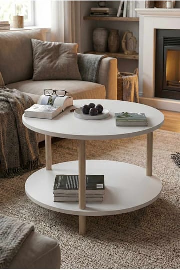 Sohvapöytä Hanah Home Peka Square (Ø60 x K43 cm) Valkoinen - Valkoinen - Huonekalut - Pöytä & ruokailuryhmä - Sohvapöytä
