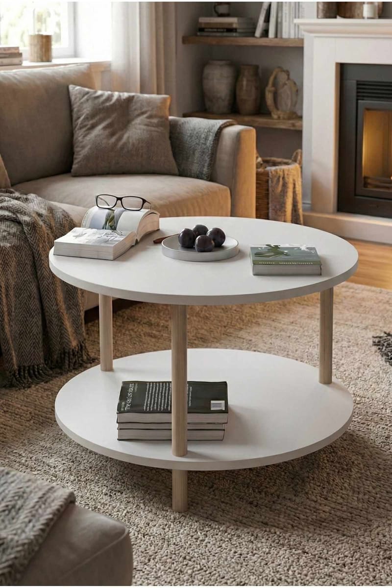 Sohvapöytä Hanah Home Peka Square (Ø60 x K43 cm) Valkoinen - Valkoinen - Huonekalut - Pöytä & ruokailuryhmä - Sohvapöytä