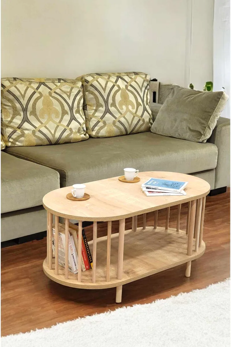 Sohvapöytä Hanah Home Peka Round (90 x 43 x 45 cm) Sapphire Oak - Sapphire Oak - Huonekalut - Pöytä & ruokailuryhmä - Sohvapöytä