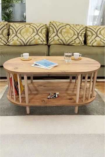 Sohvapöytä Hanah Home Peka Round (90 x 43 x 45 cm) Mänty - Mänty - Huonekalut - Pöytä & ruokailuryhmä - Sohvapöytä