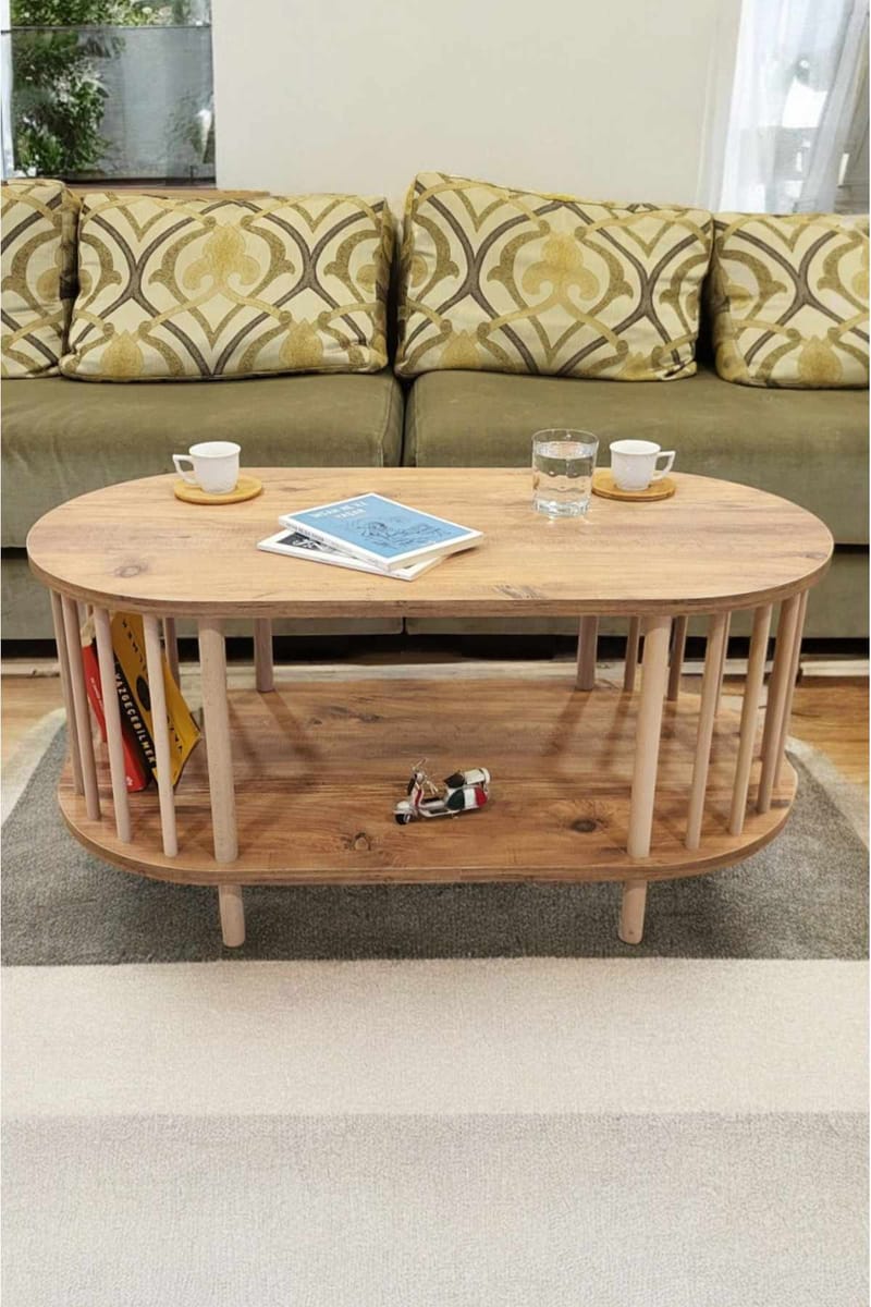 Sohvapöytä Hanah Home Peka Round (90 x 43 x 45 cm) Mänty - Mänty - Huonekalut - Pöytä & ruokailuryhmä - Sohvapöytä