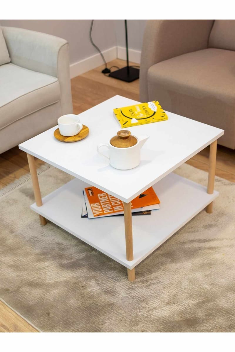 Sohvapöytä Hanah Home Peka Mini (60 x 42,5 x 60 cm) Valkoinen - Valkoinen - Huonekalut - Pöytä & ruokailuryhmä - Sohvapöytä