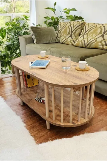Sohvapöytä Hanah Home Peka Round (90 x 43 x 45 cm) Mänty - Mänty - Huonekalut - Pöytä & ruokailuryhmä - Sohvapöytä