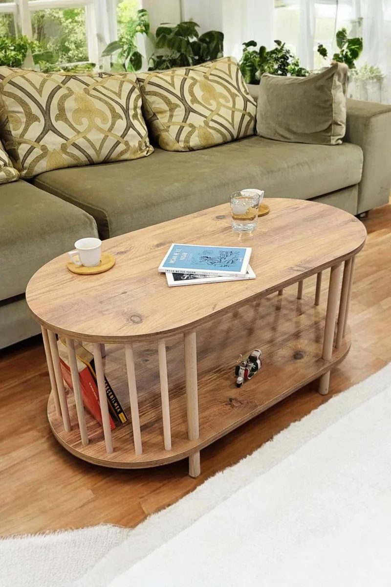 Sohvapöytä Hanah Home Peka Round (90 x 43 x 45 cm) Mänty - Mänty - Huonekalut - Pöytä & ruokailuryhmä - Sohvapöytä