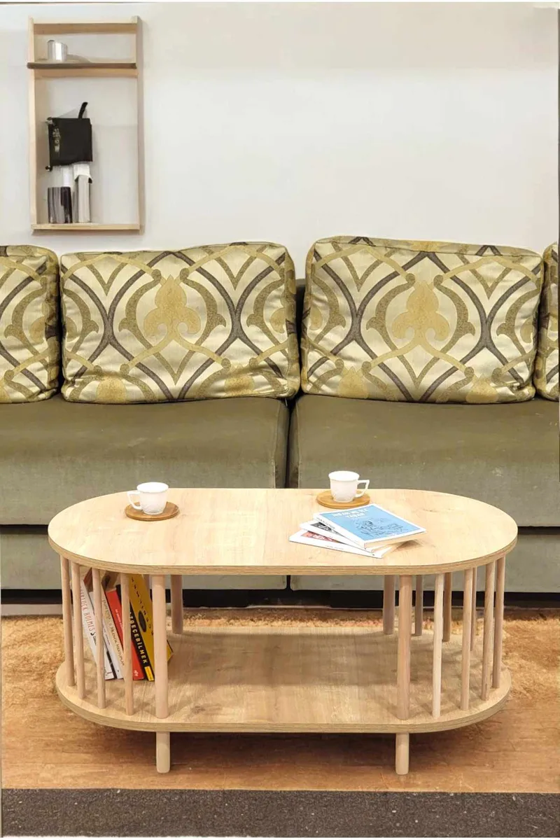 Sohvapöytä Hanah Home Peka Round (90 x 43 x 45 cm) Sapphire Oak - Sapphire Oak - Huonekalut - Pöytä & ruokailuryhmä - Sohvapöytä