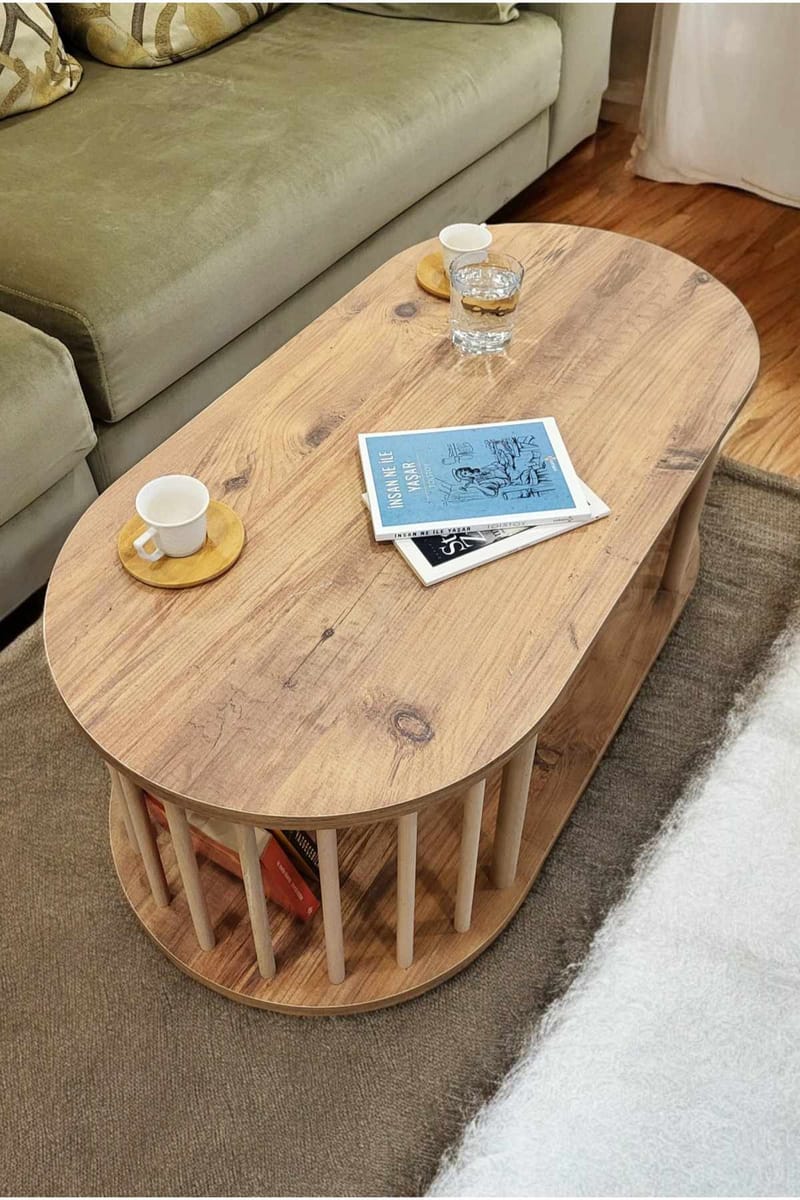 Sohvapöytä Hanah Home Peka Round (90 x 43 x 45 cm) Mänty - Mänty - Huonekalut - Pöytä & ruokailuryhmä - Sohvapöytä