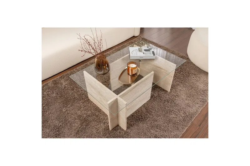 Sohvapöytä Haruto Travertiini - Travertiini - Huonekalut - Pöytä & ruokailuryhmä - Sohvapöytä