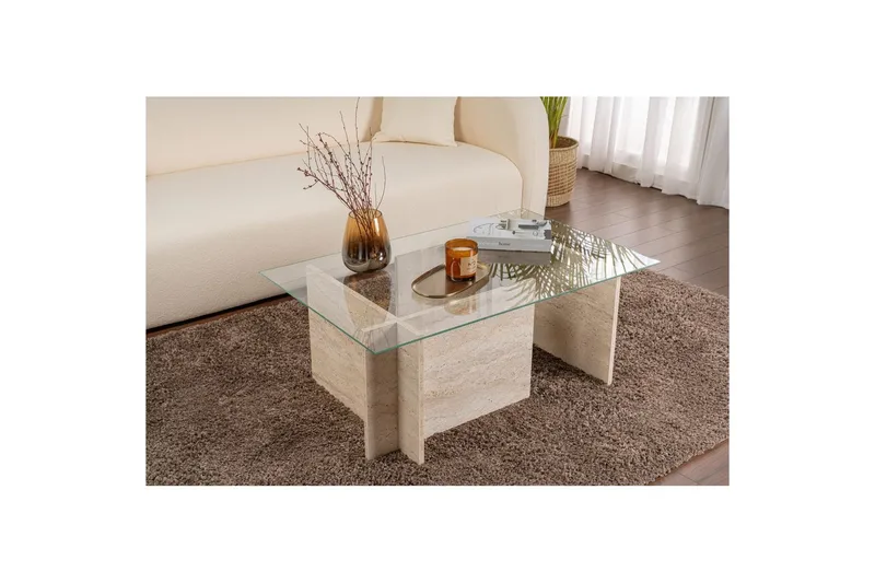 Sohvapöytä Haruto Travertiini - Travertiini - Huonekalut - Pöytä & ruokailuryhmä - Sohvapöytä