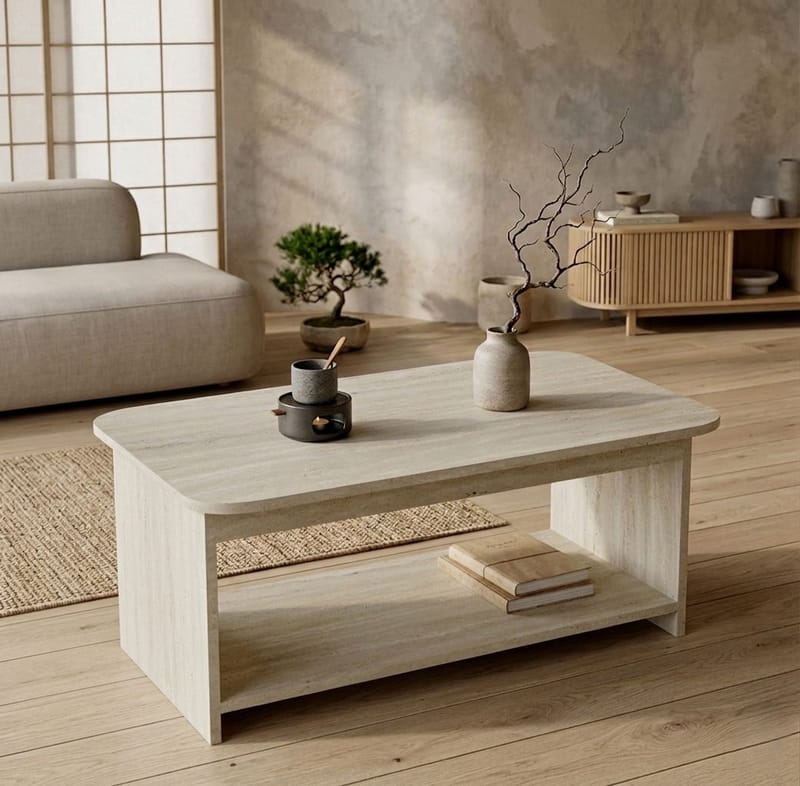 Sohvapöytä Homitis Chibo (100 x 41,8 x 50 cm) Travertiini - Huonekalut - Pöytä & ruokailuryhmä - Sohvapöytä