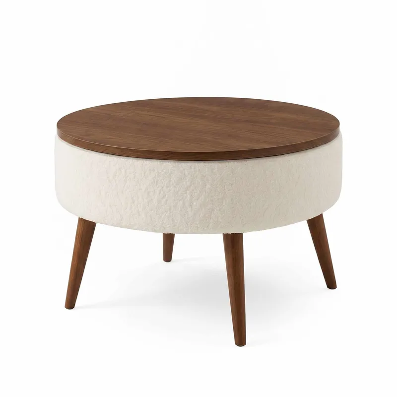 Sohvapöytä Homitis Noya Round (Ø60 x K43 cm) valkoinen pähkinä, undefined