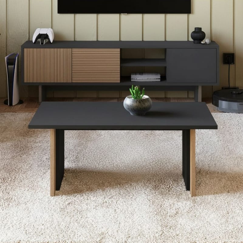 Sohvapöytä Homitis Ravello (90 x 40 x 50 cm) Lämmin tammi antrasiitti - Huonekalut - Pöytä & ruokailuryhmä - Sohvapöytä