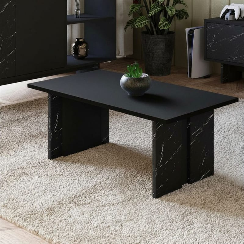 Sohvapöytä Homitis Ravello (90 x 40 x 50 cm) Musta marmori - Huonekalut - Pöytä & ruokailuryhmä - Sohvapöytä