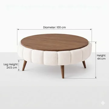 Sohvapöytä Homitis Roundy (Ø100 x K44 cm) valkoinen/pähkinä - Huonekalut - Pöytä & ruokailuryhmä - Sohvapöytä
