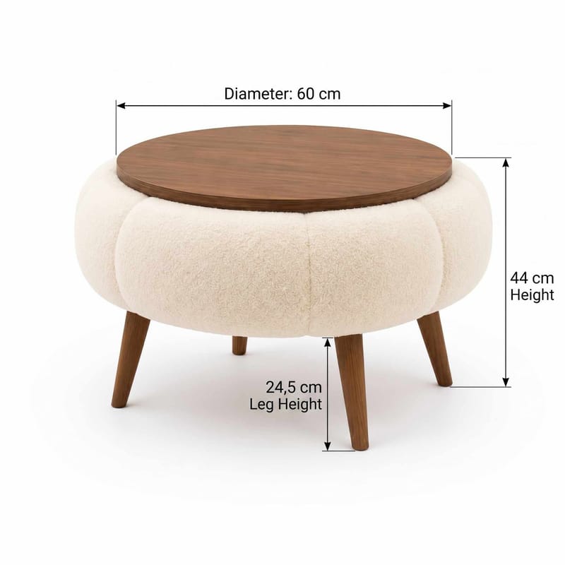 Sohvapöytä Homitis Papatya 60 (Ø60 x K44 cm) Kermanvärinen pähkinä - Huonekalut - Pöytä & ruokailuryhmä - Sohvapöytä