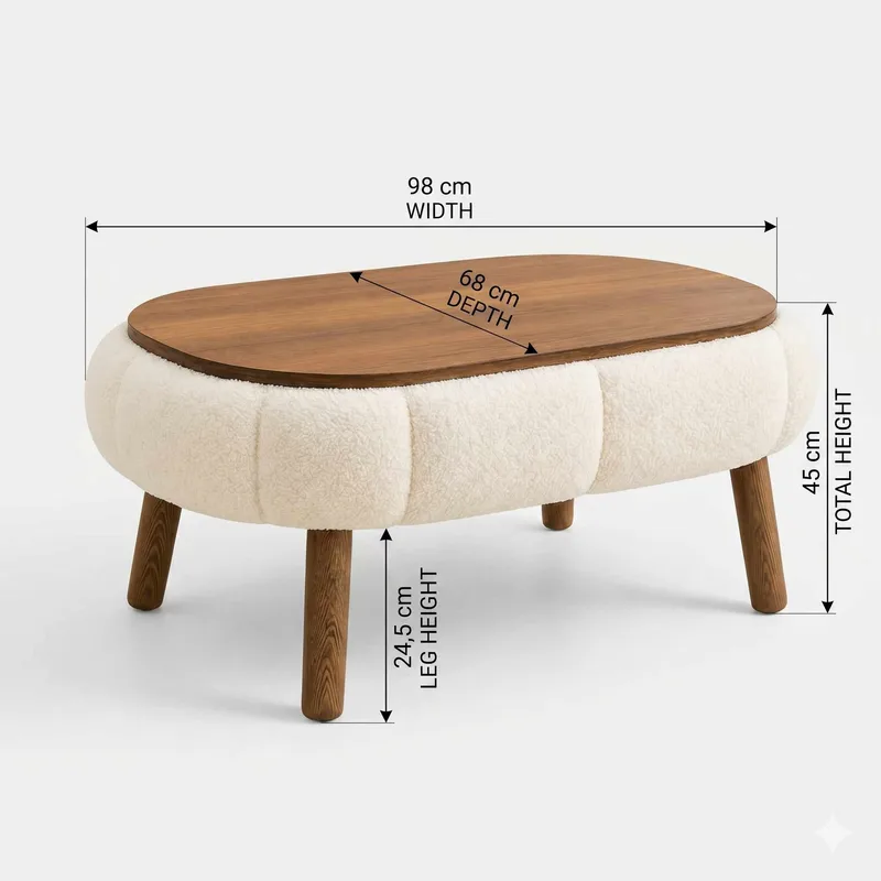 Sohvapöytä Homitis Papatya (98 x 45 x 68 cm) Valkoinen - Huonekalut - Pöytä & ruokailuryhmä - Sohvapöytä