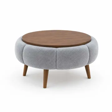 Sohvapöytä Homitis Papatya 60 (Ø60 x K44 cm) Harmaa / pähkinäpuu
