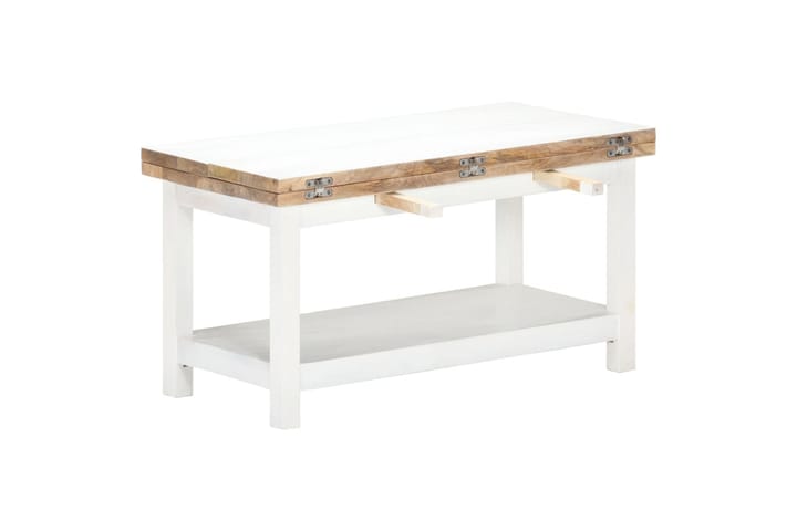 Jatkettava sohvapöytä valkoinen 90x(45-90)x45 cm täysi mango - Valkoinen - Sohvapöytä