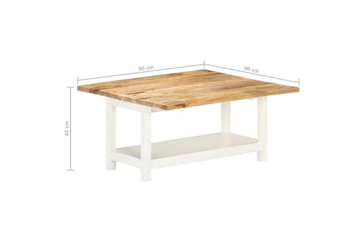Jatkettava sohvapöytä valkoinen 90x(45-90)x45 cm täysi mango - Valkoinen - Sohvapöytä