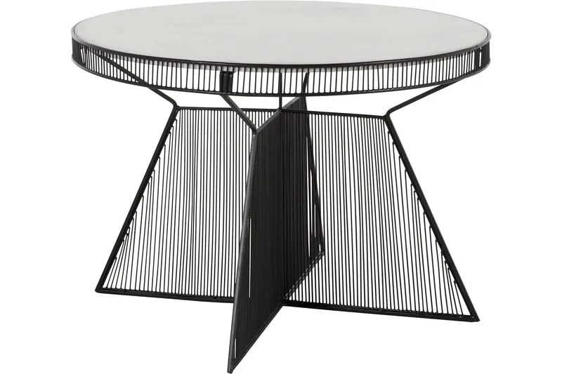 Juntolo 77x77 cm pyöreä sohvapöytä marmoria metallirungolla, Valkoinen