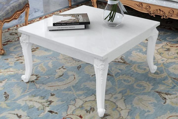 Kahvipöytä 80x80x42 cm Korkeakiilto Valkoinen - Valkoinen - Sohvapöytä