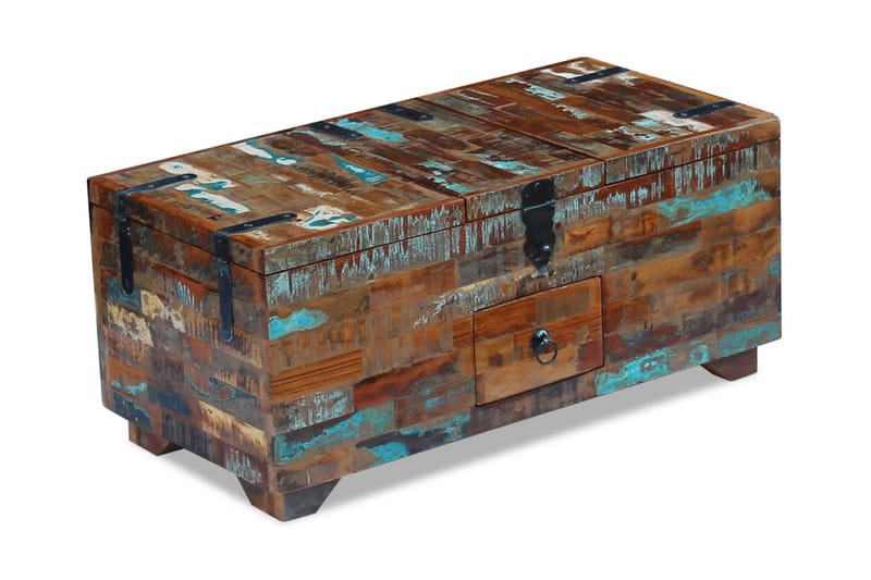 Kahvipöytä Arkku Täysi Uusiokäytetty Puu 80x40x35 cm - Ruskea - Huonekalut - Pöytä & ruokailuryhmä - Sohvapöytä