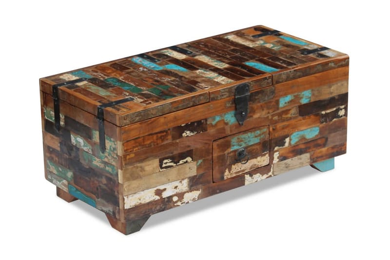 Kahvipöytä Arkku Täysi Uusiokäytetty Puu 80x40x35 cm - Ruskea - Huonekalut - Pöytä & ruokailuryhmä - Sohvapöytä