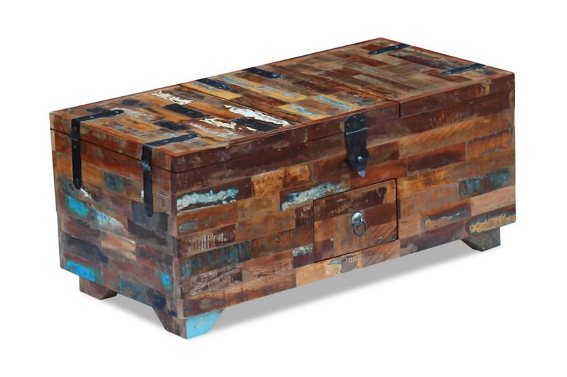Kahvipöytä Arkku Täysi Uusiokäytetty Puu 80x40x35 cm - Ruskea - Huonekalut - Pöytä & ruokailuryhmä - Sohvapöytä