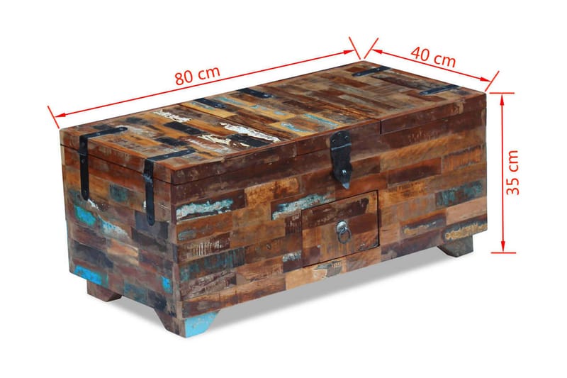 Kahvipöytä Arkku Täysi Uusiokäytetty Puu 80x40x35 cm - Ruskea - Huonekalut - Pöytä & ruokailuryhmä - Sohvapöytä