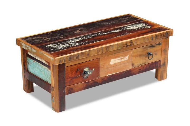 Kahvipöytä Laatikoilla Täysi Uusiokäytetty Puu 90x45x35 cm - Ruskea - Sohvapöytä