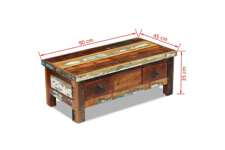 Kahvipöytä Laatikoilla Täysi Uusiokäytetty Puu 90x45x35 cm - Ruskea - Sohvapöytä