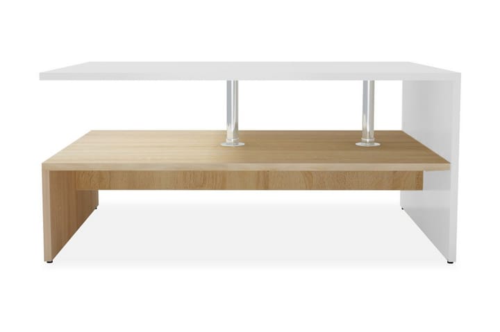 Kahvipöytä Lastulevy 90x59x42 cm Tammi ja Valkoinen - Valkoinen - Sohvapöytä