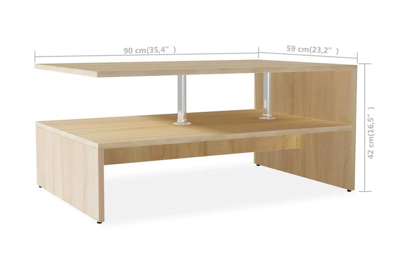 Kahvipöytä Lastulevy 90x59x42 cm Tammi - Ruskea - Huonekalut - Pöytä & ruokailuryhmä - Sohvapöytä