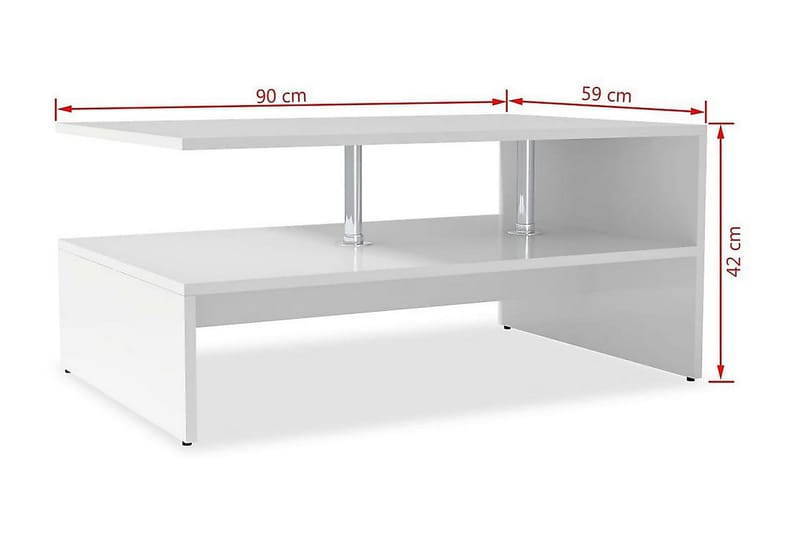 Kahvipöytä Lastulevy 90x59x42 cm Valkoinen - Valkoinen - Huonekalut - Pöytä & ruokailuryhmä - Sohvapöytä