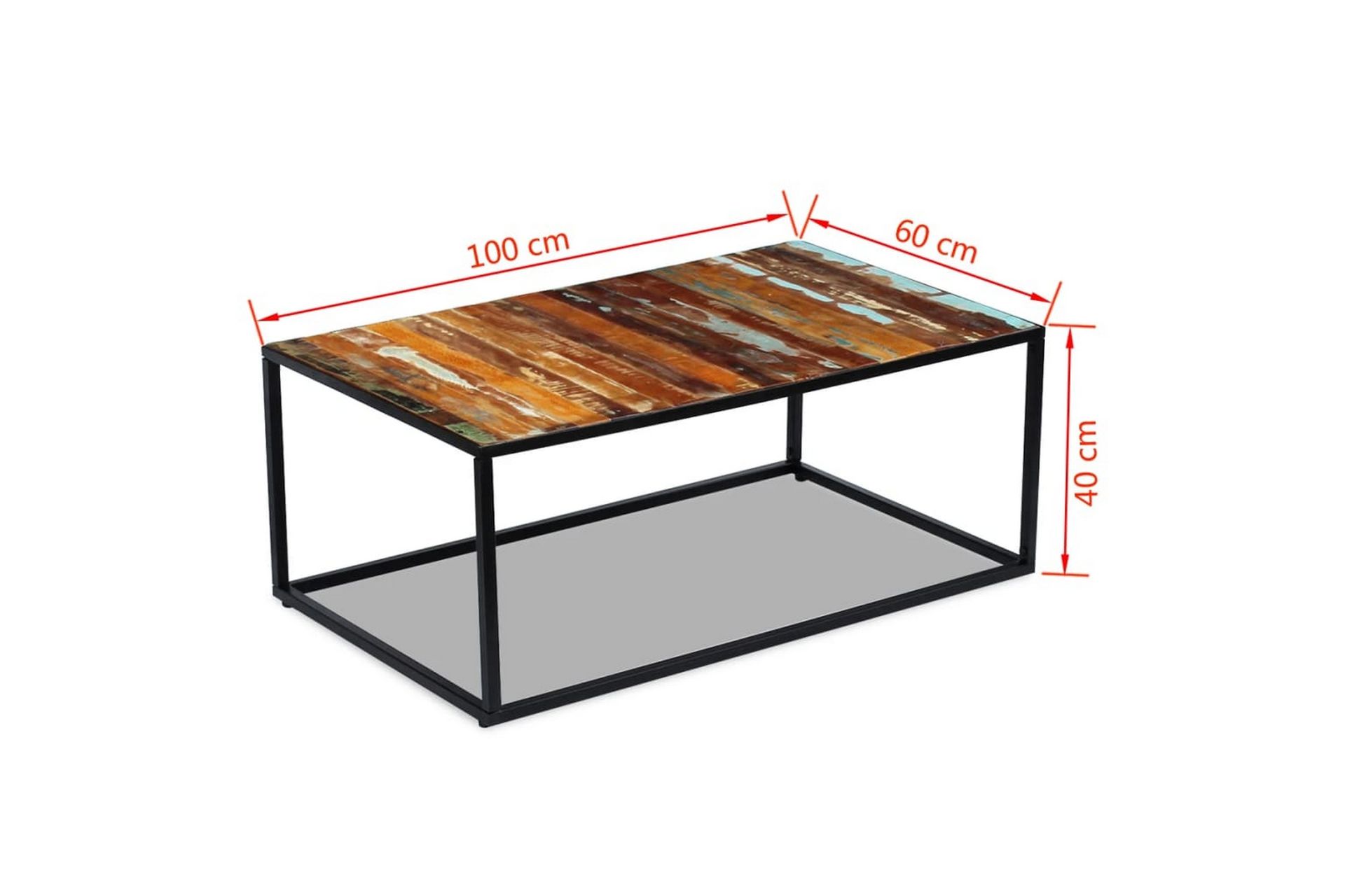 Kahvipöytä Täysi Uusiokäytetty Puu 100x60x40 cm - Ruskea - Huonekalut - Pöytä & ruokailuryhmä - Sohvapöytä