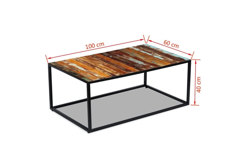 Kahvipöytä Täysi Uusiokäytetty Puu 100x60x40 cm - Ruskea - Sohvapöytä