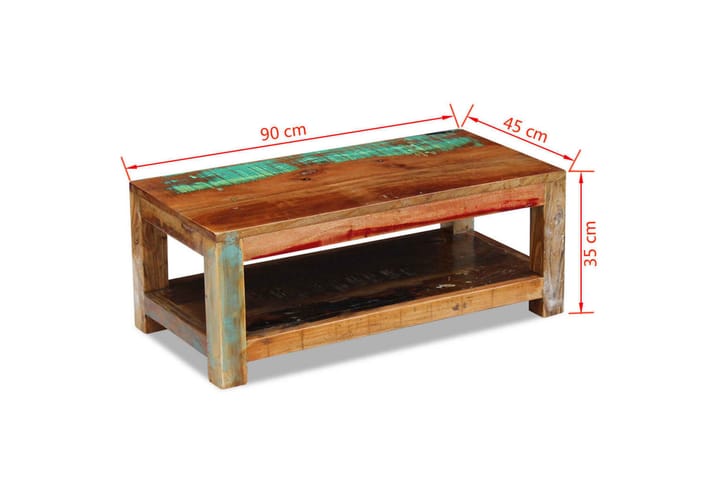 Kahvipöytä Täysi Uusiokäytetty Puu 90x45x35 cm - Ruskea - Sohvapöytä