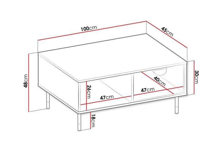 Sohvapöytä Kintore 45 cm - Musta - Sohvapöytä