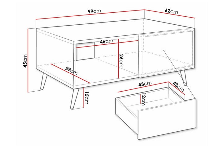 Sohvapöytä Kintore 62 cm - Musta - Sohvapöytä