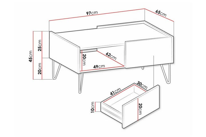 Sohvapöytä Klinkerville 65 cm - Grafiitti - Sohvapöytä